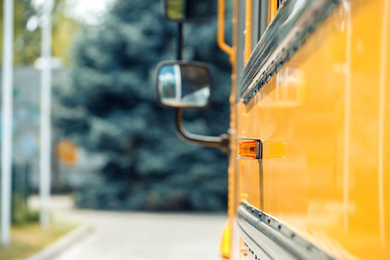 side mirror on a school bus