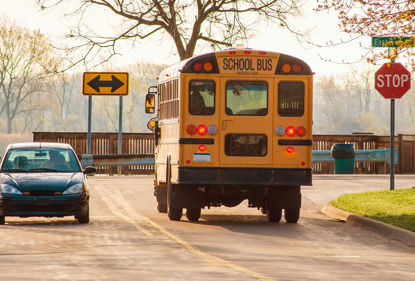 school bus at a stop sign