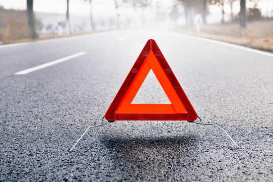 reflective triangle on a street