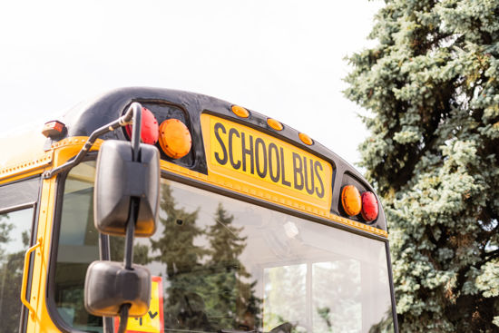 Front top portion of a school bus